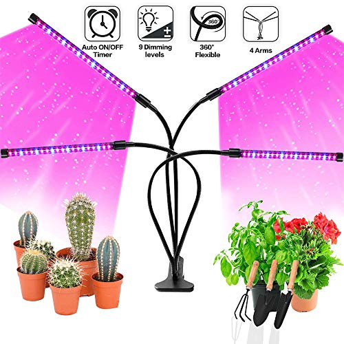 ZHTY LED Plant Light,Newest 40W Grow Light for Indoor Plants,LED Full Spectrum Plant Grow Lamp with Timer & 4 Heads & 9 Dimming Levels Adjustable