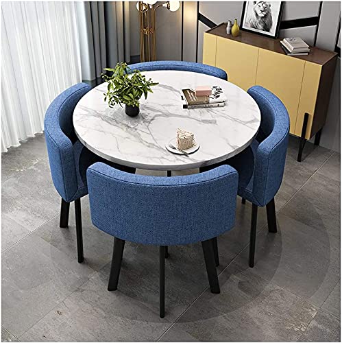 Round Dining Table and Chair Set, Table Four Chairs Office Reception Desk and Chair Set Meeting Room Round Table Beauty Salon Movie Theater,Used for Living Room and Kitchen Rest, etc.