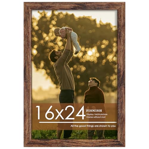 Fisnish 16x24 Picture Frame Classic Brown 16 x 24 Poster Frame for Horizontal or Vertical Wall Mounting 1 Pack