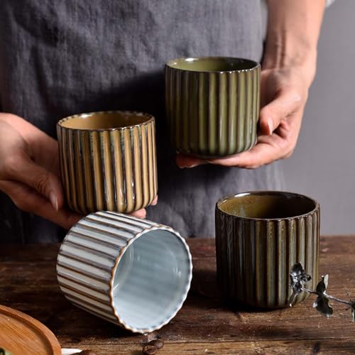 Taza cerámica retro japonesa color verde lago miniatura 3