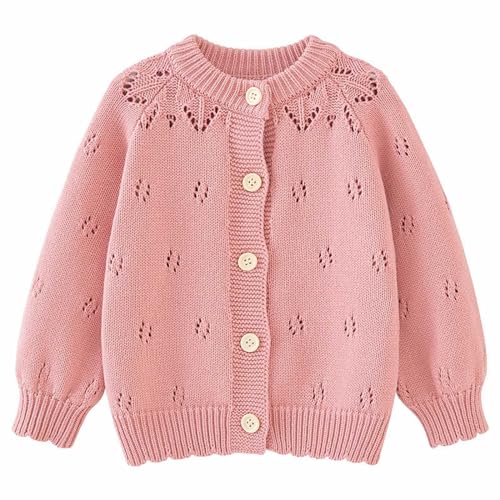Baby Pullover Sweater Toddler Boys Girls Cardigan Solid Hollow Long Sleeve Knitted Coat Party Birthday School Warm