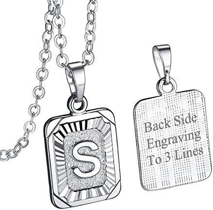 FOCALOOK Letter Pendant Necklace for Women Men Stainless Steel/Gold Plated Initials Jewellery Captial A-Z Alphabet Charm Adjustable Chain 20"+2"inches