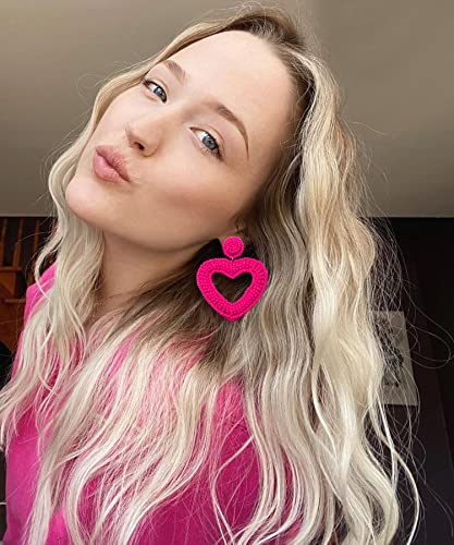 Yahpern 2 Pairs Beaded Heart Earrings Valentine’s Day Earring For Women Girls Handmade Love Heart Drop Dangle Earrings Birthday Party Valentine’s Day Gifts (Style A) #TOP2