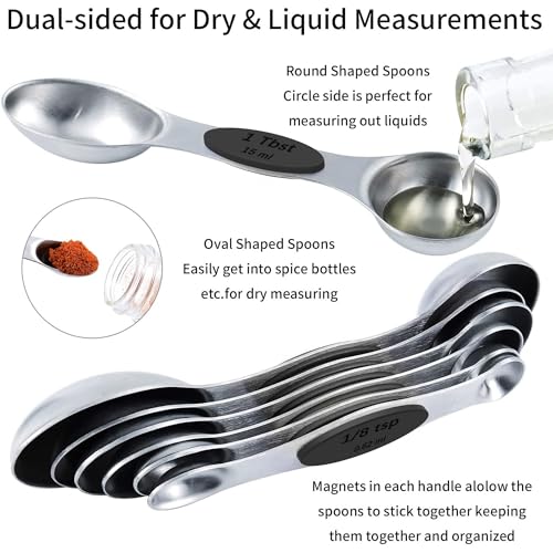 TILUCK Stainless Steel Measuring Cups and Spoons Set with Silicone Handle – Nesting Design for Space-Saving, Heavy Duty & Dishwasher Safe for Dry/Liquid Ingredients, Cooking & Baking (13) - image 5