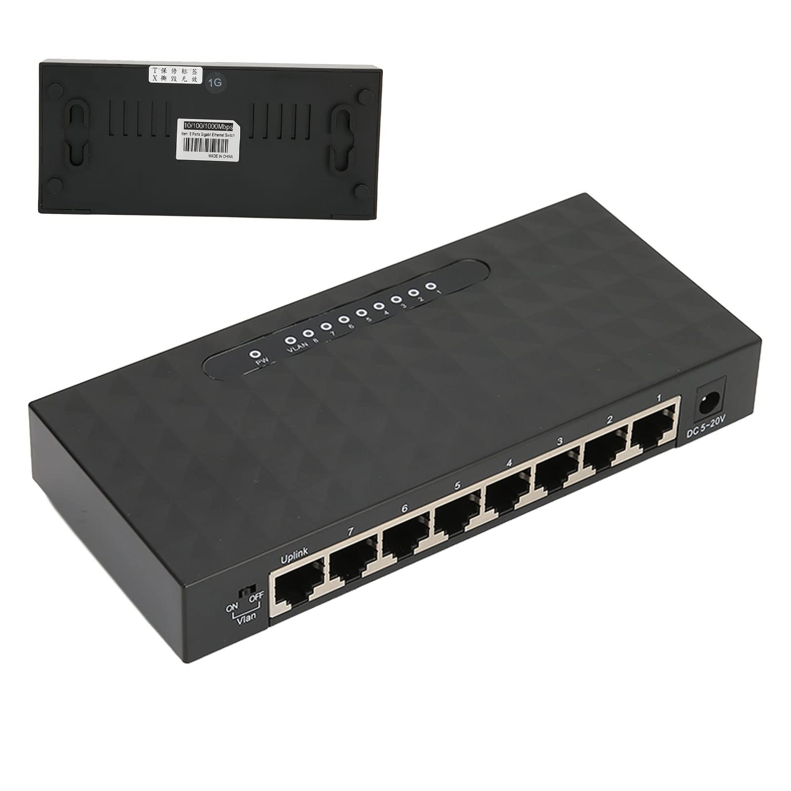 Commutateur Réseau Gigabit 1000Mps, Contrôle de Débit Semi Duplex Mode de Contre Pression Duplex Intégral, 8 Ports 1000Mps, Conception Hautement Intégrée, Adapté Au Bureau 100 à 240V(UE)
