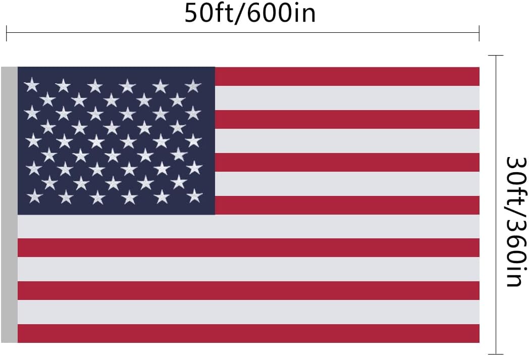 American Flag 30x50 Ft, Outdoor Premium US Flags, Heavy Duty Durable, 420D Polyester, Embroidered Stars, Brass Grommets