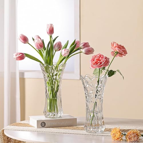 12" Glass Crystal Vase for Flowers with Luxury Gift Box, Elegant Tall Clear Vases for Wedding, Valentine Gift, Large Floreros Centerpieces for Living Room Home Décor 12" Glass Crystal Vase for Flowers with Luxury Gift Box, Elegant Tall Clear Vases for Wedding, Valentine Gift, Large Floreros Centerpieces for Living Room Home Décor
