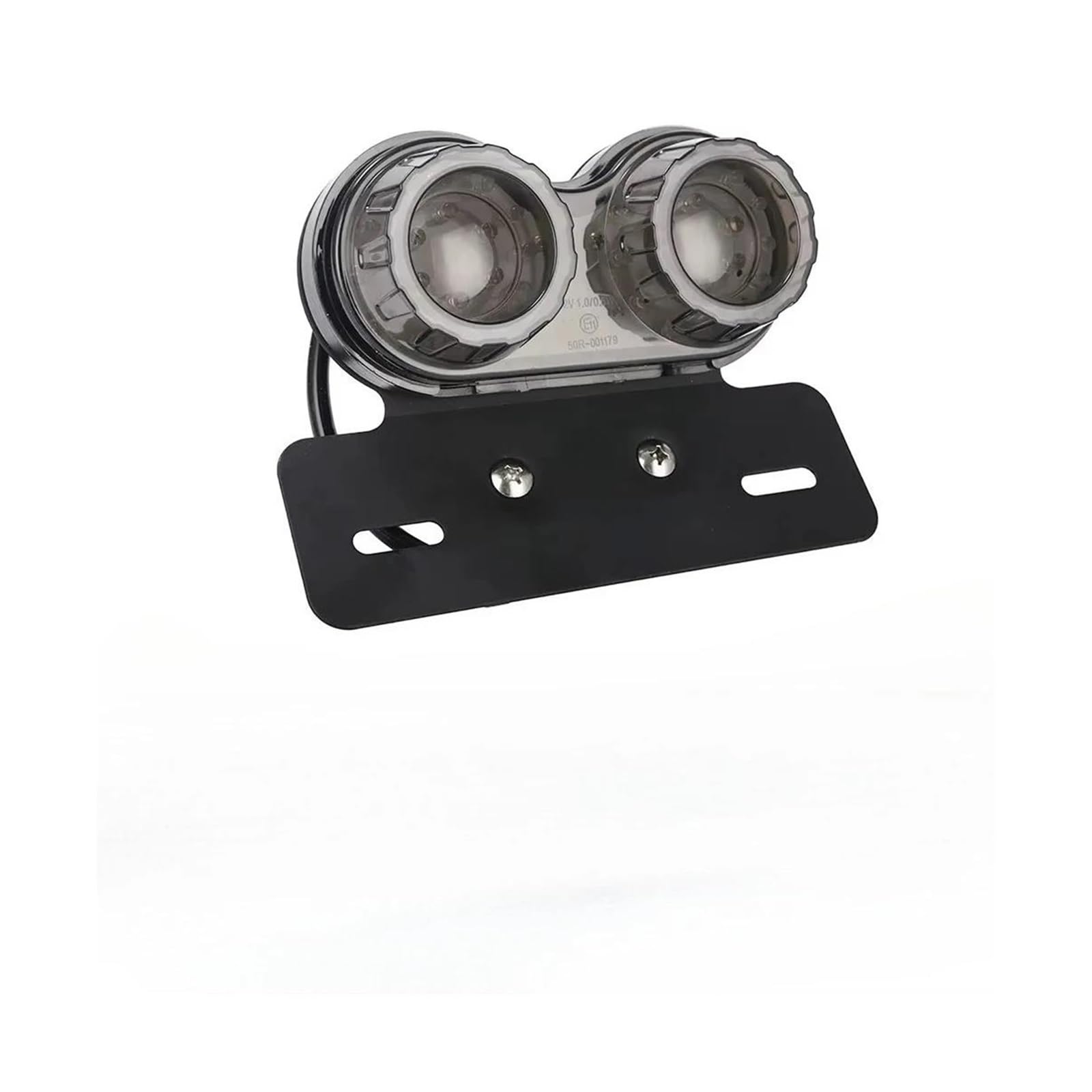 Luz Trasera De Freno Universal Para Motocicleta Lámpara Señal LED Integrada Con Soporte Placa Matrícula 12V(Ahumado)