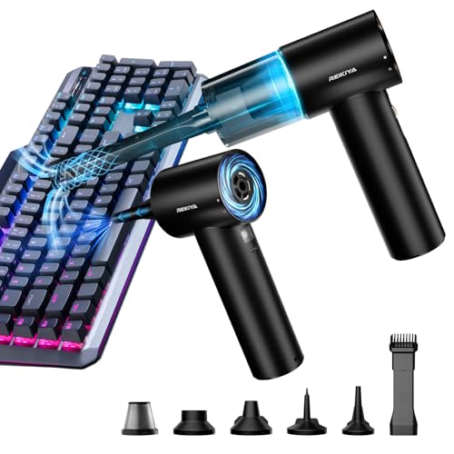 REIKIYA Compressed Air Duster 150000RPM Portable Air Blower for Computer, Keyboard with LED Light,...