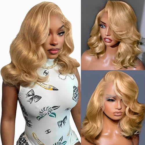 13x6 Honey Blonde bob Lace Front Wigs Human Hair Bob