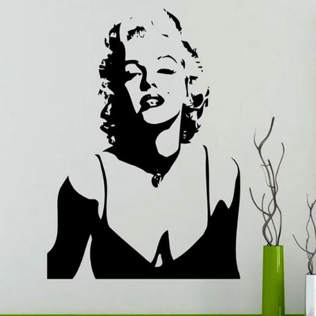 Obabo Girls Black Marilyn Monroe Wall Decals Home Design Decoration Vintage Poster Beauty Salon Wall Art Vinyl Wall Stickers For Rooms 42X54cm