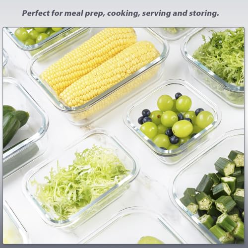 Image of AILTEC Glass Food Storage Containers with Lids, [18 Piece] Glass Meal Prep Containers, Containers for Food Storage with Lids, BPA Free & Leak Proof (9 Lid & 9 Container) (gray)
