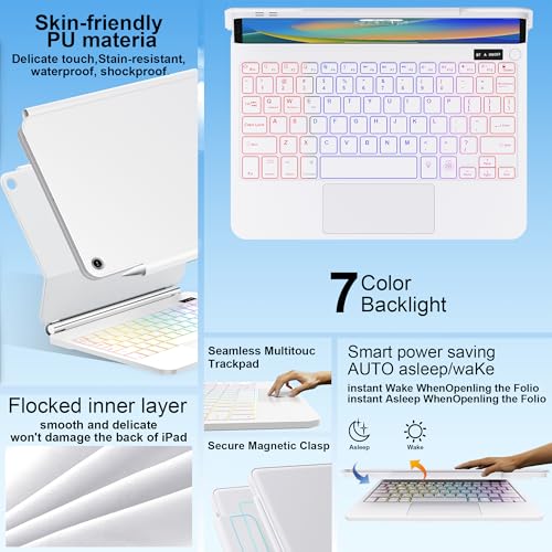 Image of for iPad 9th Generation Case with Keyboard,Magic Style Keyboard Case for iPad 9th /8th /7th Gen 10.2 inch - Floating Cantilever Magnetic Stand Multi-Touch Trackpad (White)
