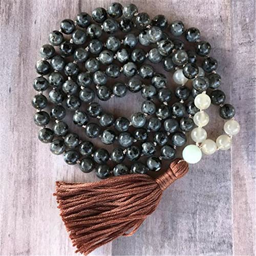 Collier noué reiki en perle de lune naturelle, un cadeau porteur de chance