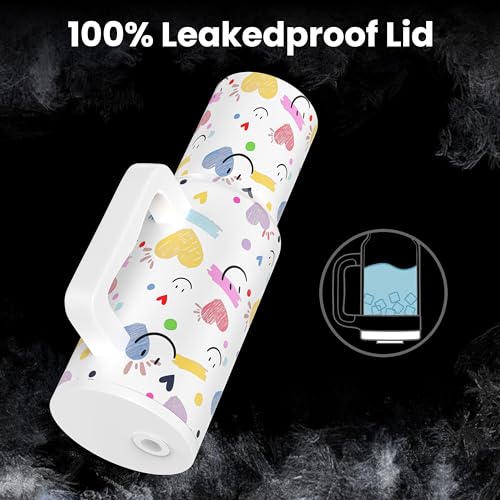 Image of enem Tumbler, Happy Chaos, Insulated Premium Vacuum Leak Proof Tumblers, Stainless Steel Travel Mug with Handle, Lid & Straw, 1.2L Tumbler for Coffee, Iced Tea, or Water