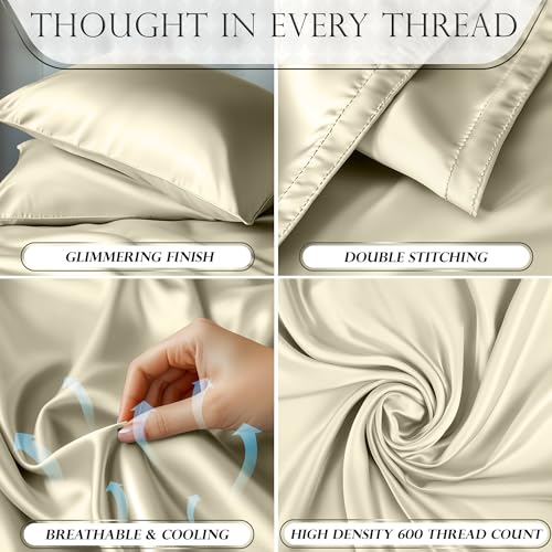 Image of DECOLURE Satin Sheets Twin Size | Softer Than Silk | Luxury 3 Pc Bed Set