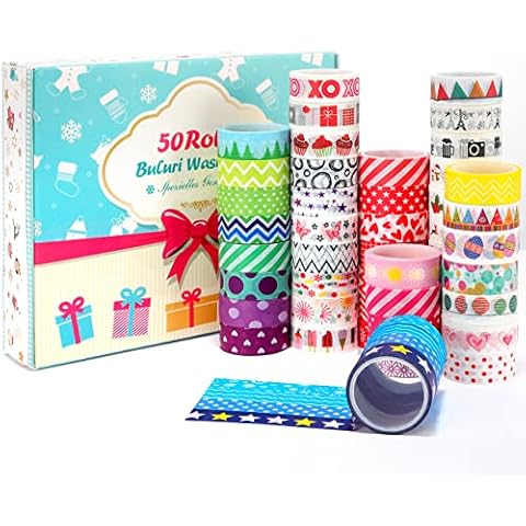 Buluri Washi Tape, 50 Rolls Washi Masking Tape Adhesive Decorative Tape for Scrapbooking DIY Crafts Cover