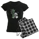 CafePress Panda Eating Bamboo Women's Dark Pajamas Womens Novelty Cotton Pajama Set, Comfortable PJ...
