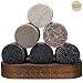 Whiskey Chilling Stones Gift Set - 6 Handcrafted Premium Granite Round Sipping Rocks - 2 Crystal Superior Glasses - Hardwood Presentation & Storage Tray - Elegant Gold Foil Gift Box by R.O.C.K.S.