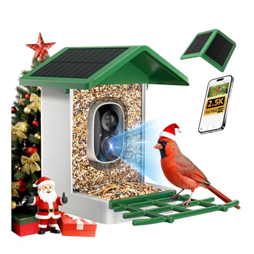 ​isYoung Smart Bird Feeder with Camera, 2.5K QHD, AI Identify 16000+ Birds,Dual Solar Panel, AI Auto-Capture & Motion Detection, IP65 Weatherproof,170° Field of View, Perfect Bird Watching Gift