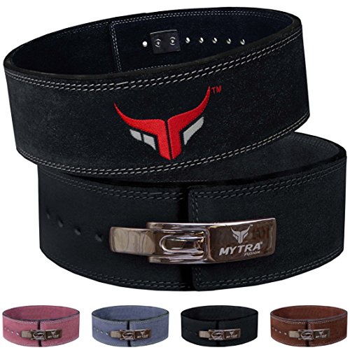 Mytra Fusion Leather Weight Lifting Power Lifting Back Support Belt Weight Lifting Belt Men Weight Lifting Belt Women Weightlifting Belt (Small, Black)