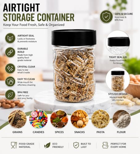 Image of Durable 24-Piece Airtight Kitchen Storage Containers - Clear Plastic Set with Free Spoons in Various Sizes (1200ml, 650ml, 350ml, 250ml) Pack Of, Clear (Pack Of 24)