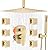 AYIVG Rain Shower Body Spray Jets System Bathroom Body Brass Brushed Gold 12 Inch Ceiling Rainfall Shower System Body Jet Mixer Set