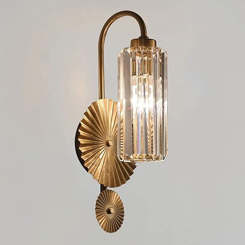 Miniatura 1 de Aplique de pared de cristal, lámpara de pared vintage de hoja de loto, lámpara de pared retro de metal dorado, apliques de pared de estilo americano