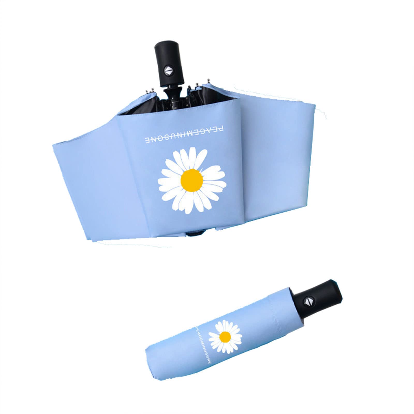 HOJKMATravel Umbrella Windproof 8 RIBS Auto Open & Close Folding Umbrella With Daisies