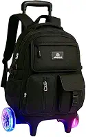Mochila Escolar com Rodinhas, Unissex, Reforçada, Múltiplos Compartimentos, com Alça de Carrinho regulavel, para Crianças 6-12 Anos