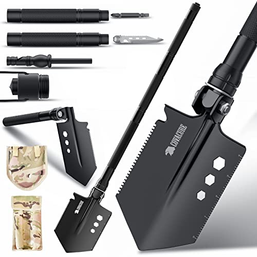 COVACURE Survival Shovel Multi-Purpose Camping Shovel -Tactical Shovel Heavy Duty Camping Gear for Off-Roading, Camping, Gardening, Hiking, Outdoor