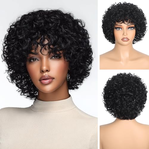Ciueari Tight Bouncy Curly Human Hair Wig for Black Women