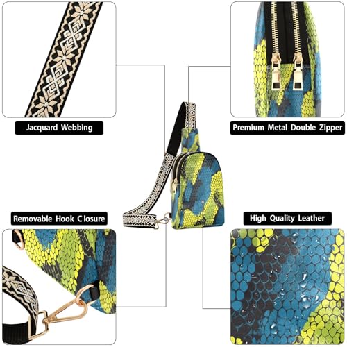 Imprimé tendance en fourrure de serpent bleu vert chic pour accessoire mode élégant - 5