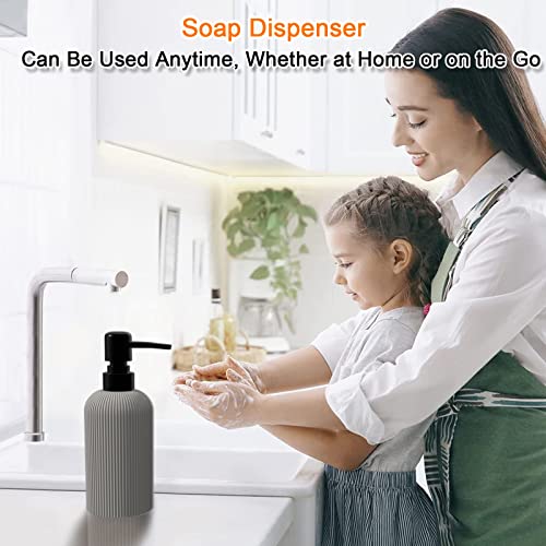 Lkkl Bathroom Accessory Set - 3Pcs Soap And Lotion Dispenser Sets- Toothbrush Holders Bathroom Tray Soap Dispenser Toothbrush Cup Modern Bathroom Decor (Grey) #TOP4