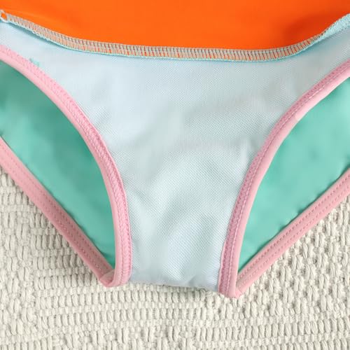 Image of Little Girl Swimsuit Casual Swimwear Kids Two Piece Color Block Bathing Suits Beach Bikini Set 3-12Years