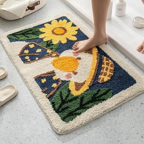 SUFUZEGA Cute Bath Mat Duck Bear Dog Animal Rug Water Absorption Non Slip Mat Soft Machine Wash Rug Mat for Bedroom Bathroom Toilet Floors Kitchen 20x31 (Duck) Cover