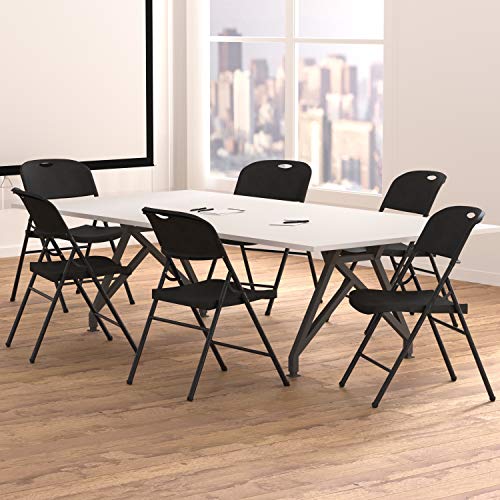 Amazon Basics Folding Plastic Chair With 350-Pound Capacity - Black, 6-Pack #TOP7