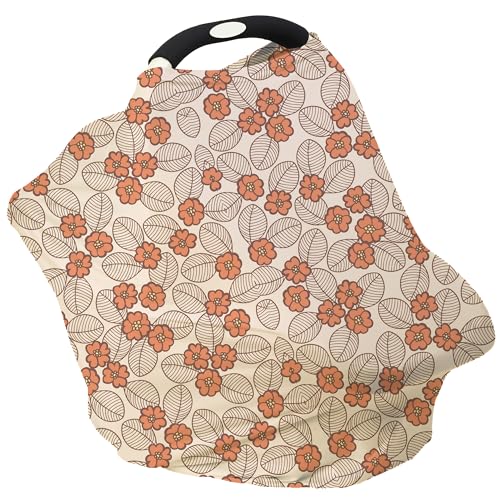 Image of Breathable Car Seat Cover for Babies – Multi-Purpose Soft Rayon Nursing Cover for Breastfeeding, High Stretchy Infant Carseat Canopy, Stroller Cover (Smooth Rayon, Warm Floral)