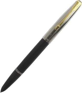 Gullor 616 black fountain pen with a gold pen holder and silver pen