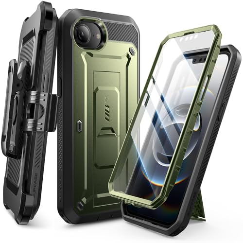 SUPCASE for iPhone 16e Case with Screen Protector (Unicorn Beetle Pro), [Built-in Stand & Belt-Clip] [Military-Grade Protection] Full Body Phone Case for iPhone 16e 6.1'' 2025, Guldan