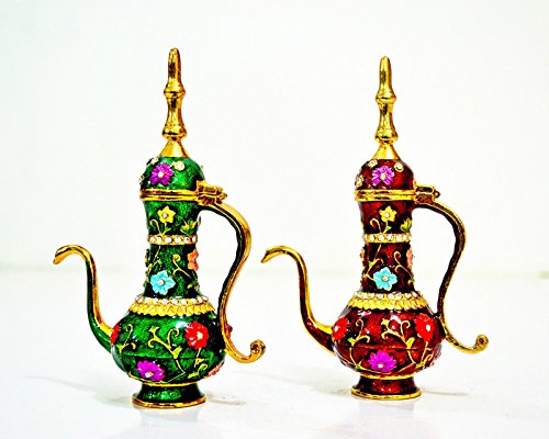 craftvatika Coffret cadeau à bijoux bouilloire en métal doré avec cristaux fins - Décoration d'intérieur Cover