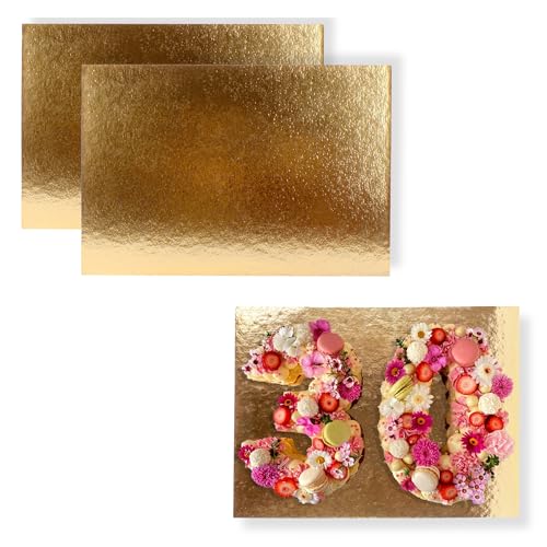 Kit de 10 Supports à Gâteaux Rectangulaires | 40x30 cm | Carton Réversible | Plateau pour présenter Pâtisserie, Layer our Number cakes | Fabriqués en...