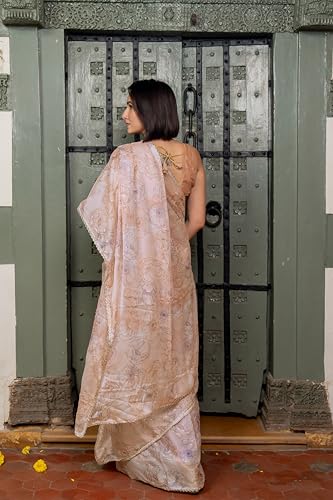 Image of MIRCHI FASHION Women Saree Chiffon Floral Printed | Breathable Festive Occasion Sari for Social Visits with Matching Blouse Piece