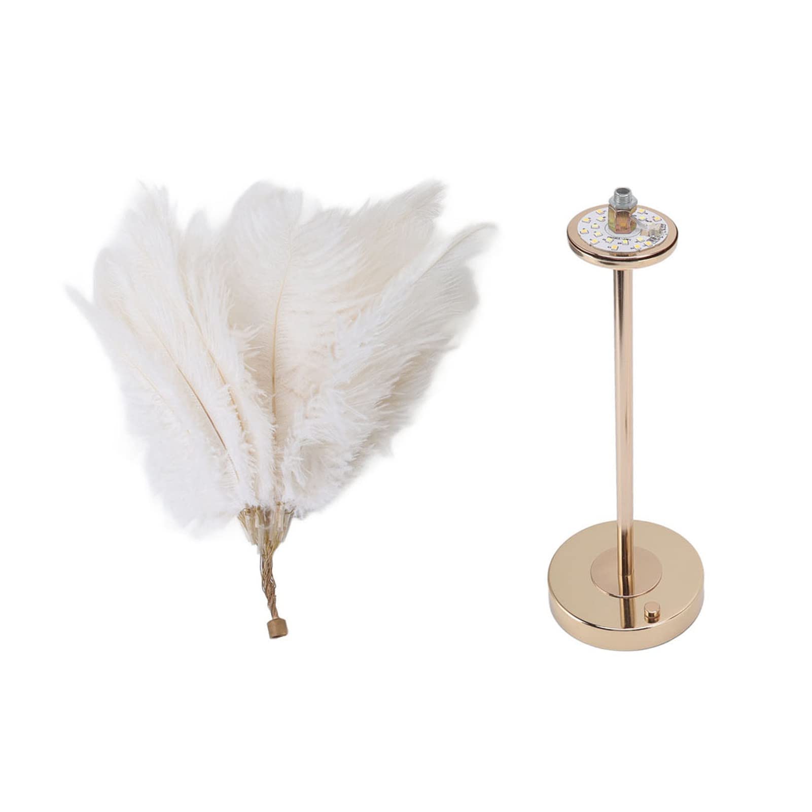 Lámpara de mesa de plumas, lámpara de mesa al lado, moderna y elegante luz de mesa, luz de noche de escritorio, lámpara de mesa de plumas, interruptor táctil, lámpara de pluma de avestruz