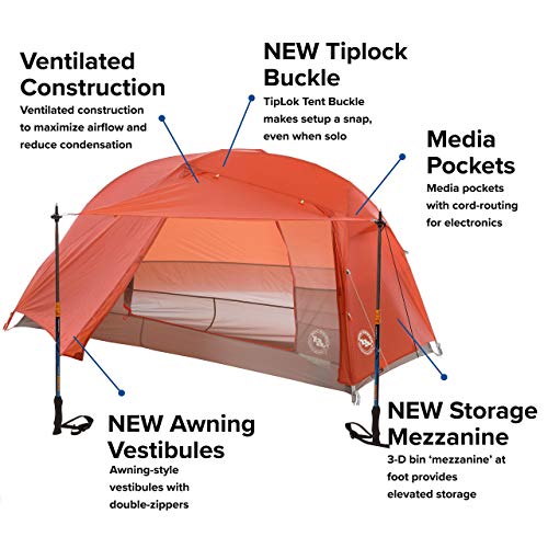 Big Agnes Copper Spur HV UL - Ultralight Backpacking Tent, Orange, 1 Person