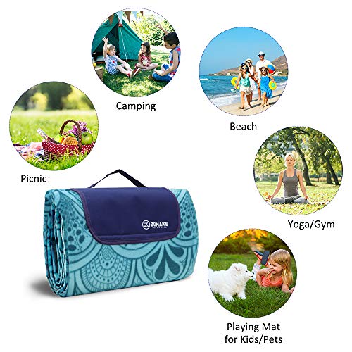 ZOMAKE Picnic Blanket Mat Waterproof Extra Large, Outdoor Blanket with Waterproof Backing for Family, Concerts, Beach, Park