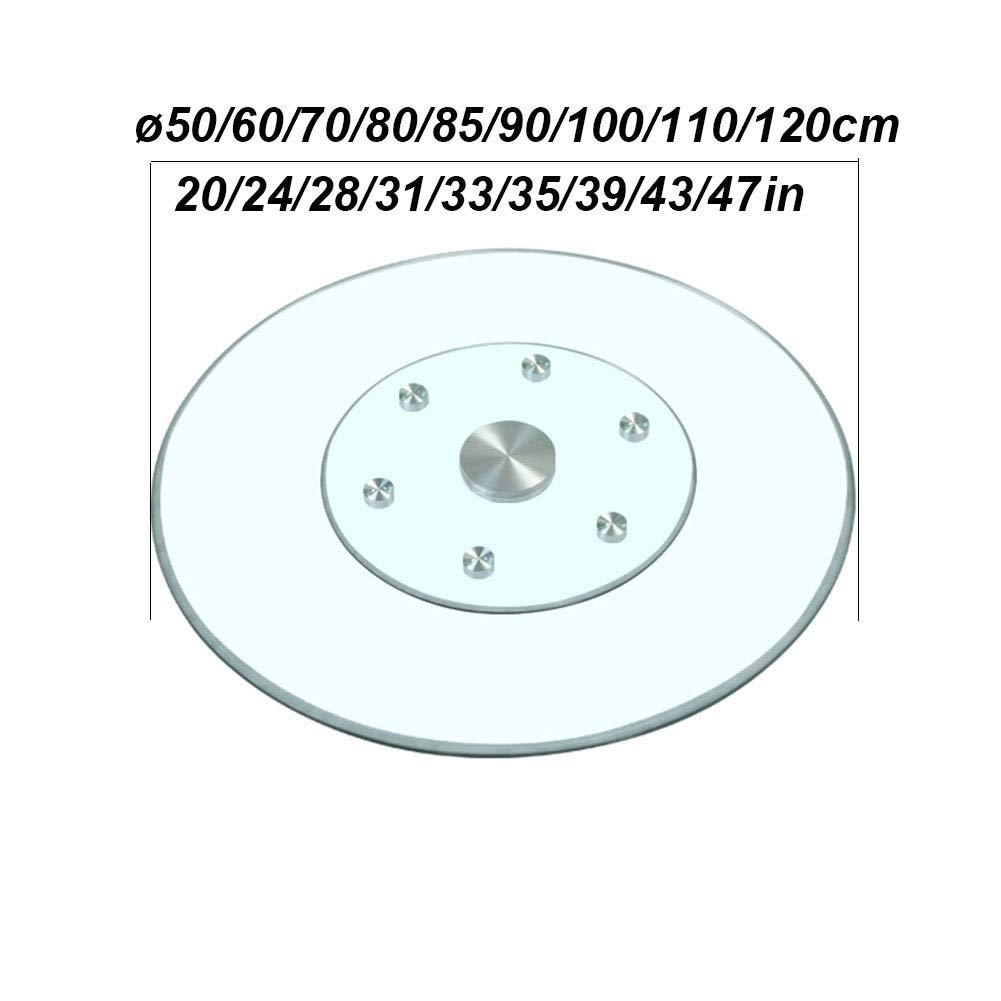 Plateau tournant Lazy Susan, Plateau tournant Lazy Susan Plateau de Service Rotatif en Verre Transparent Roulement en Alliage d'aluminium Stable et Non incliné