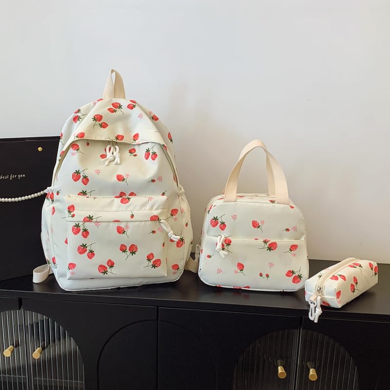 Coquette Backpack Set - 3-in-1 Kawaii Strawberry Backpack Set for Adults – Cute Aesthetic Daypack with Lunch Bag2