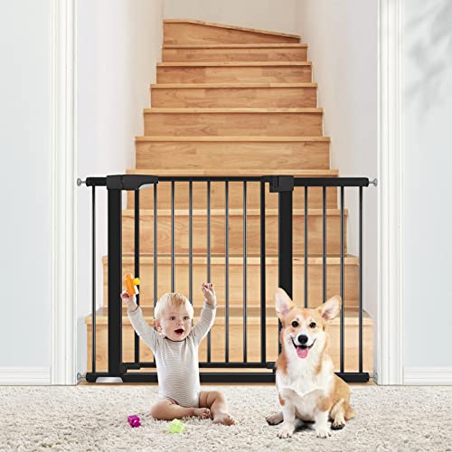 Alvod Baby Gate For Stairs, 40.55''-46'' & 29.53''-35'' Wide Auto Close Indoor Dog Gates For Doorways, 30" Tall Easy Walk Through Baby Safety Gate Includes 2.75" 11" Extensions #TOP4