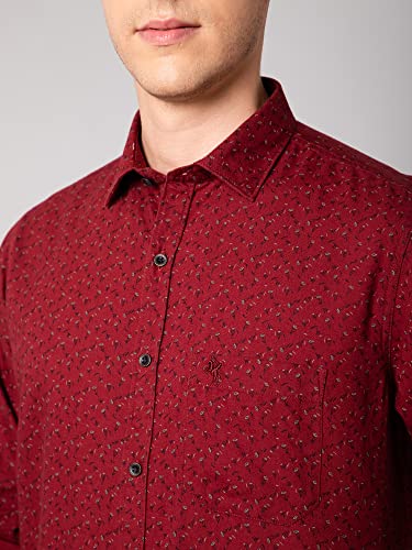 Image of Cantabil Men Cotton Printed Maroon Full Sleeve Casual Shirt (P MSHC00578 Maroon)